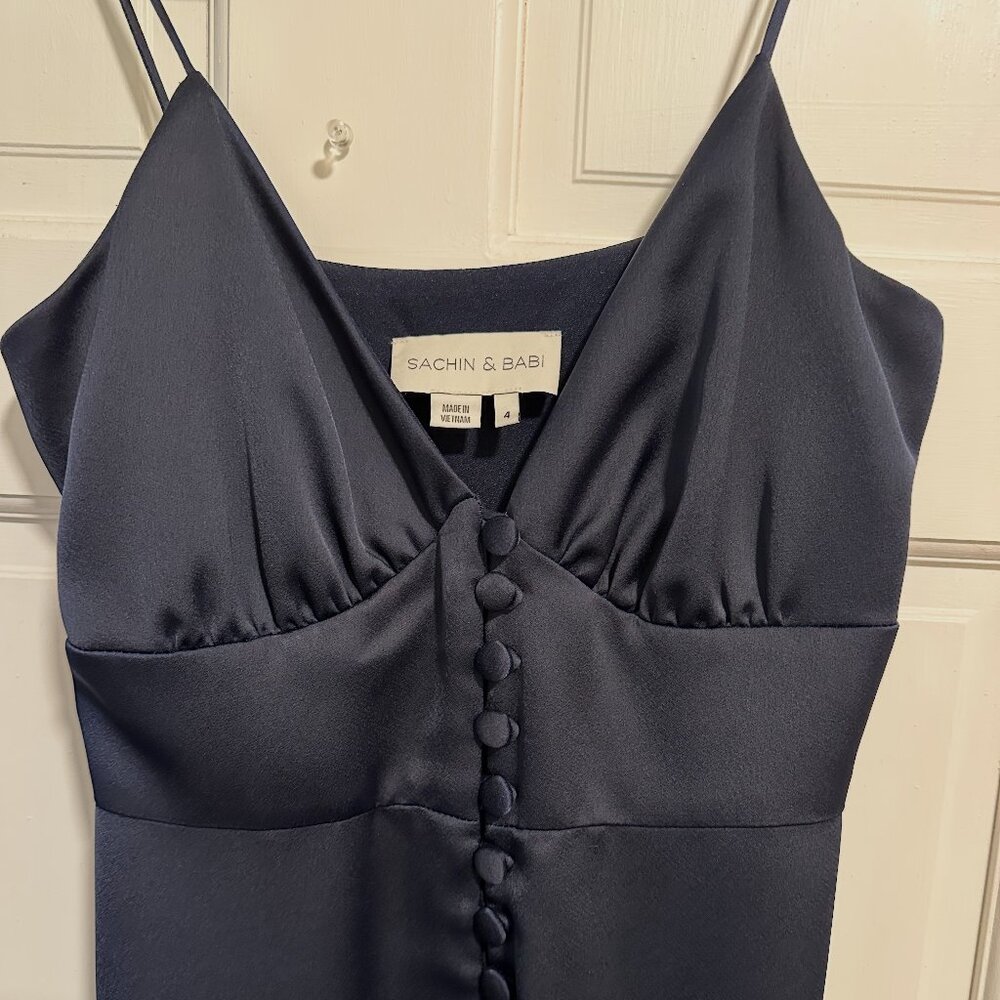 Sachin & Babi x BHLDN Maren Satin Charmeuse Dress (Navy Blue)